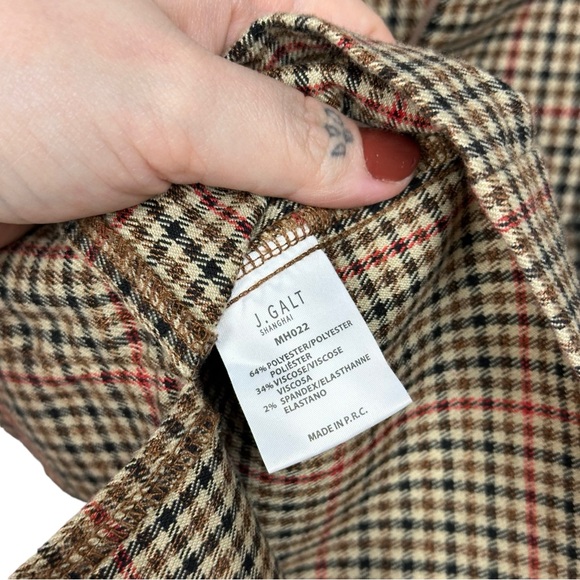 Brandy Melville Cara Glen Plaid Stretch Side Slit High Rise Mini Skirt Brown - Picture 11 of 13